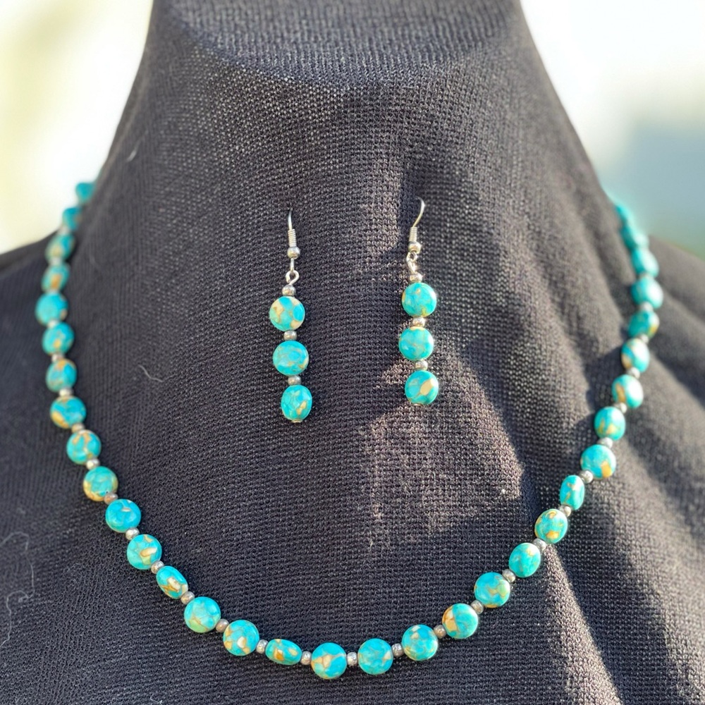 Native American Turquoise Necklace Earring Set